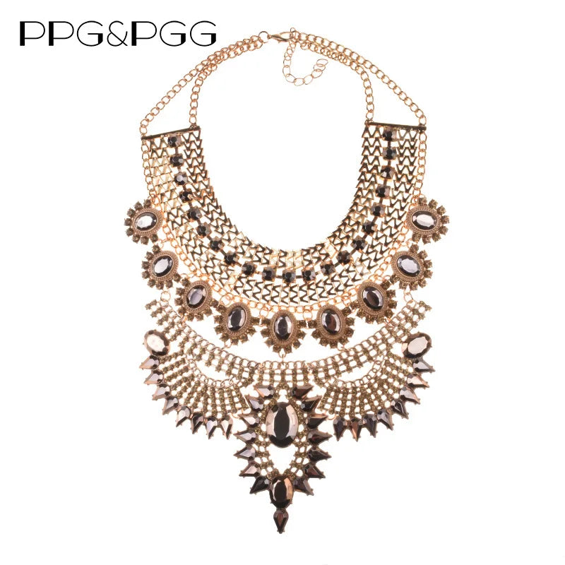 Indian Ethnic Statement Crystal Rhinestone Maxi Collar Necklace – Boho Chic