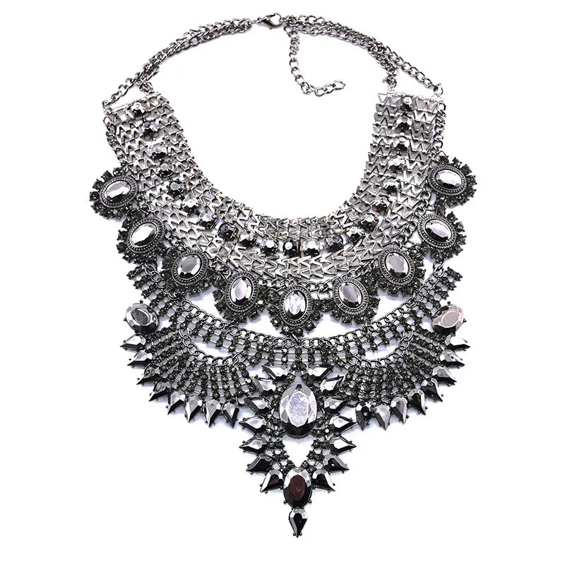 Indian Ethnic Statement Crystal Rhinestone Maxi Collar Necklace – Boho Chic