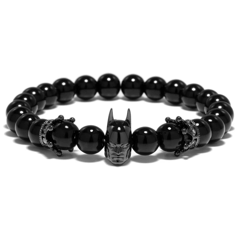 Trendy Volcanic Hematite & Tiger Eye Bracelet – Men’s Zirconia Crown Bracelet