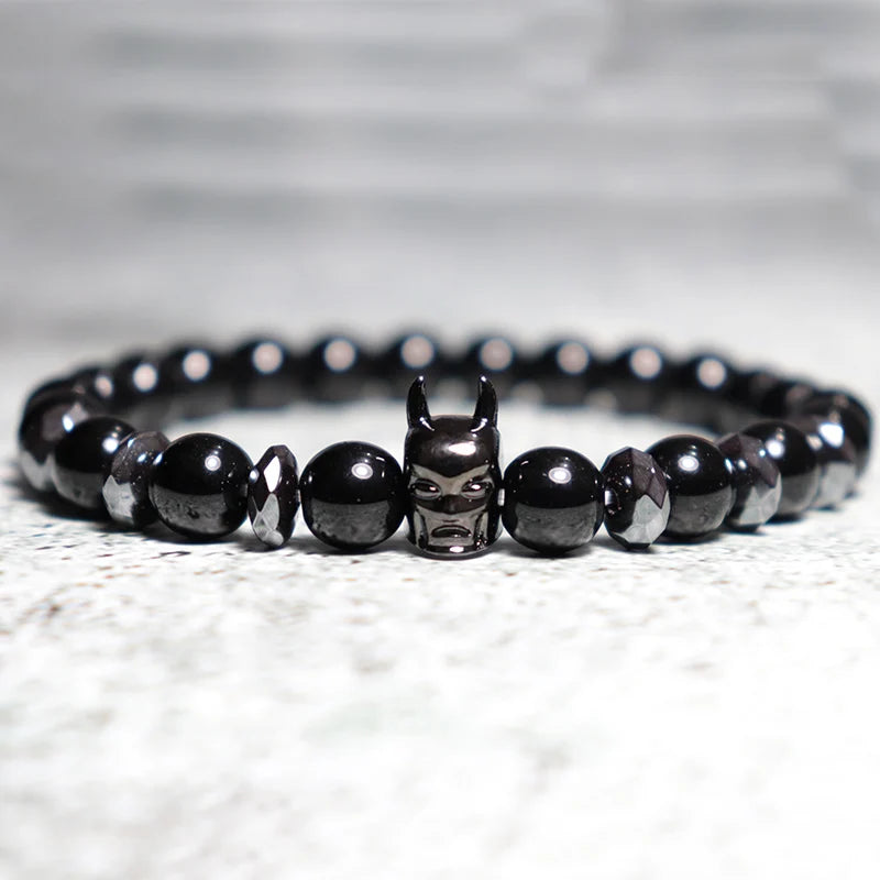 Trendy Volcanic Hematite & Tiger Eye Bracelet – Men’s Zirconia Crown Bracelet