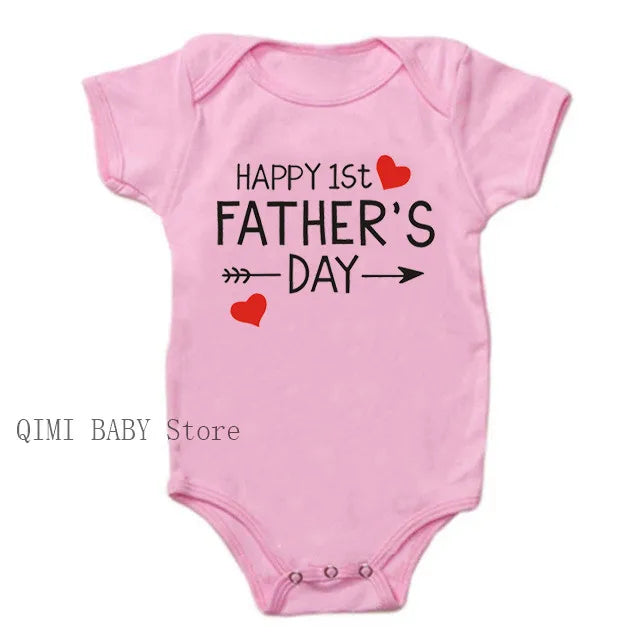Funny 1st Father's Day Baby Bodysuit – Cotton Romper for Boys & Girls