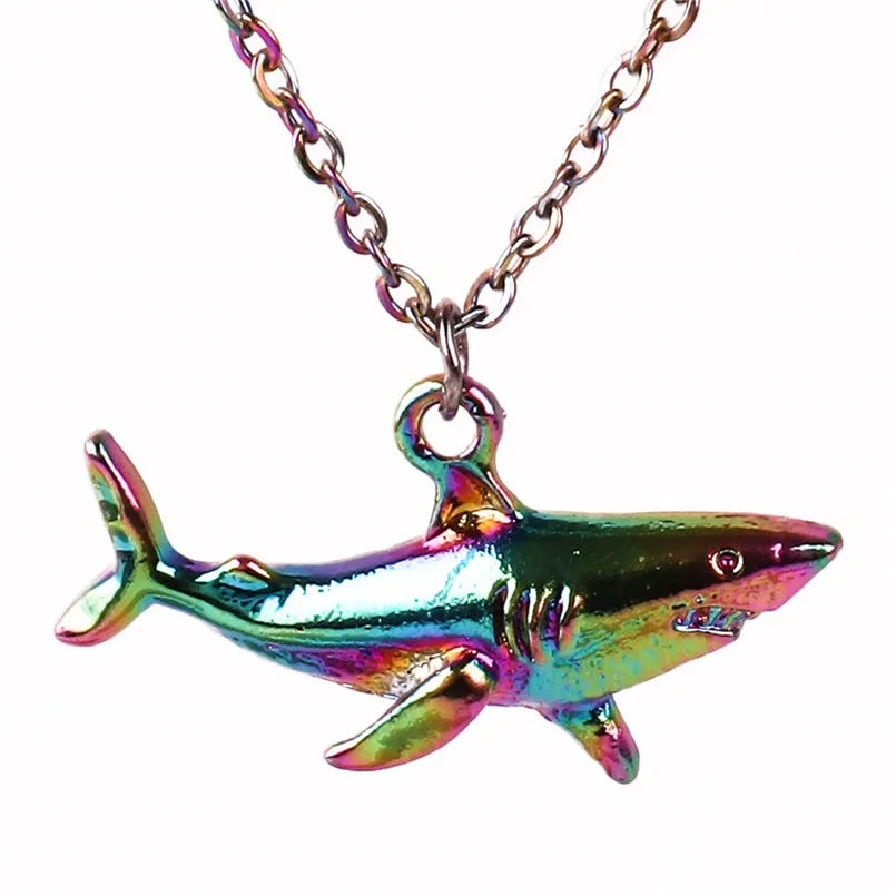 Punk Shark Charm Necklace – Ocean Animal Pendant Choker for Men & Women