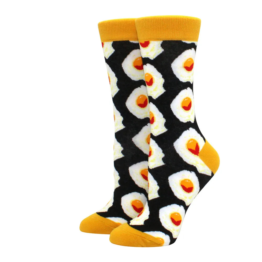 Women's Funny Food Print Socks – Cute Avocado & Sushi Cotton Harajuku Style