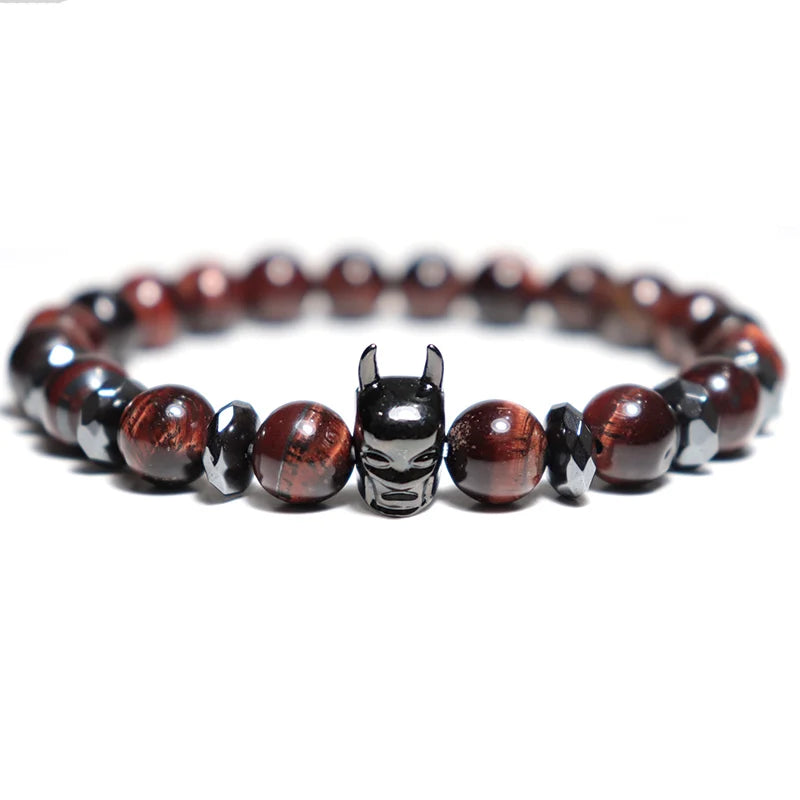 Trendy Volcanic Hematite & Tiger Eye Bracelet – Men’s Zirconia Crown Bracelet