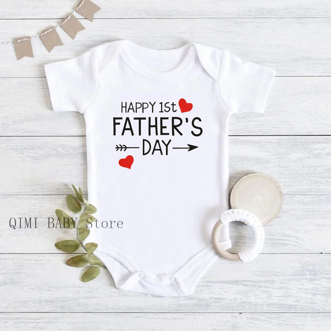 Funny 1st Father's Day Baby Bodysuit – Cotton Romper for Boys & Girls