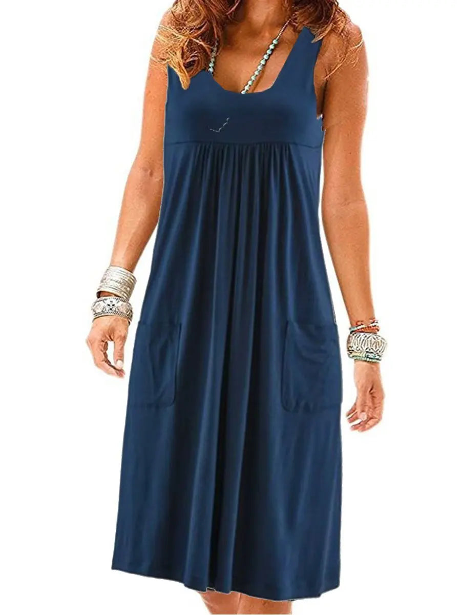 Summer Striped Dress – Loose, Simple Sleeveless Women's Outfit