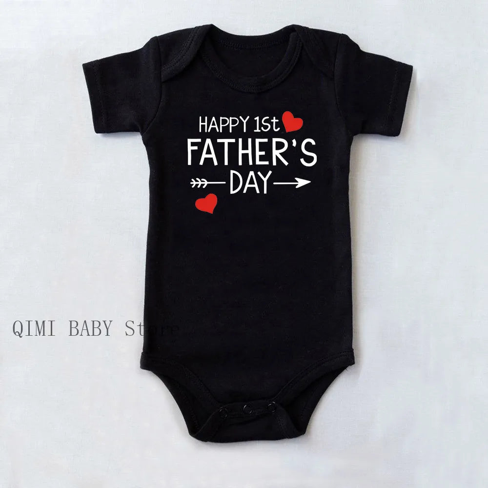 Funny 1st Father's Day Baby Bodysuit – Cotton Romper for Boys & Girls