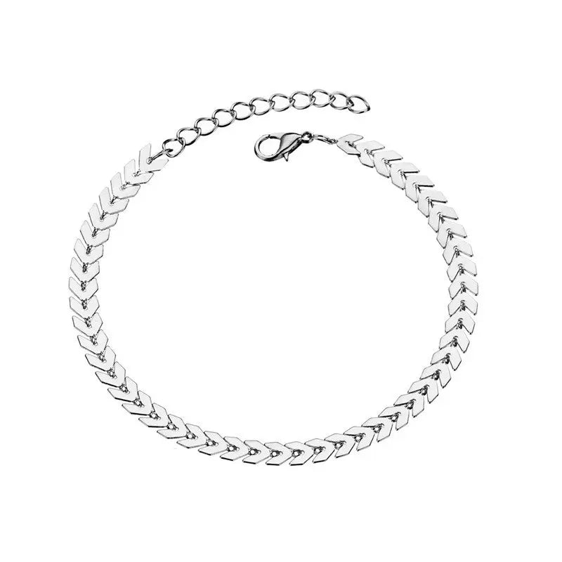 Silver Stretchy Rhinestone Anklet – Multi-Row Crystal Foot Jewelry
