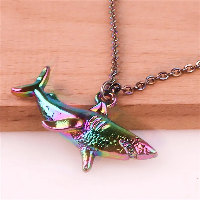 Punk Shark Charm Necklace – Ocean Animal Pendant Choker for Men & Women