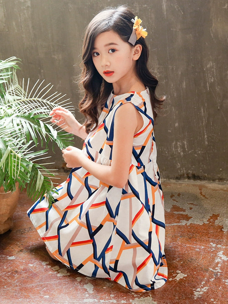 Children's Girls' Cotton Printed Princess 11-Year-Old Summer Clothes
