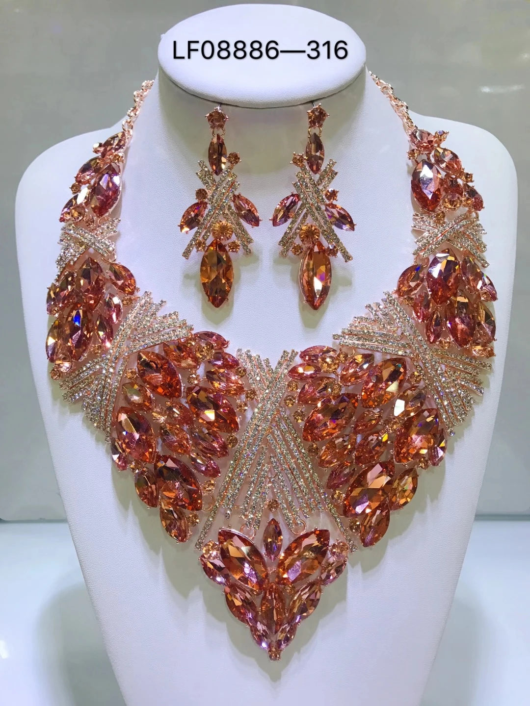Women's Crystal Rhinestone Jewelry Set – Necklace & Earrings for Wedding
