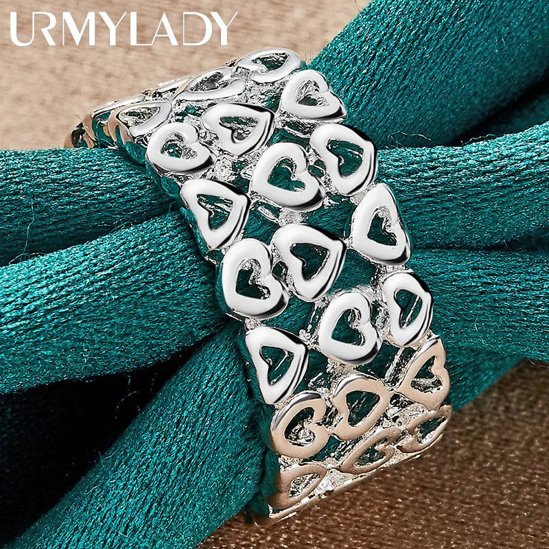 URMYLADY 925 Sterling Silver Hollow Heart Ring – Wedding & Engagement Jewelry