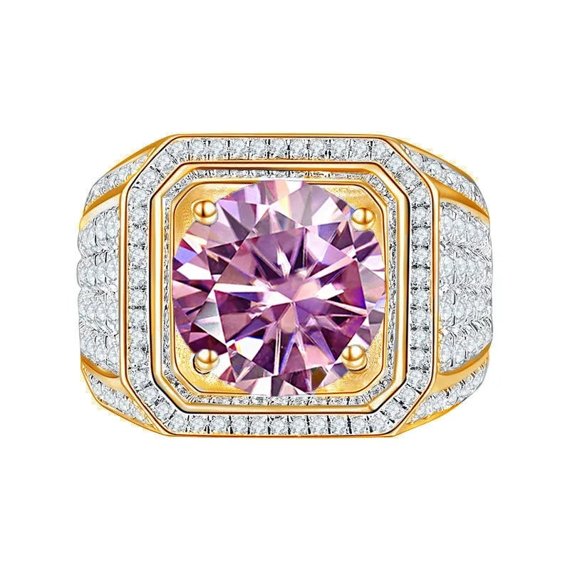 1CT Moissanite Men's Ring – 6.5mm Platinum-Plated 925 Silver with GRA Certificate