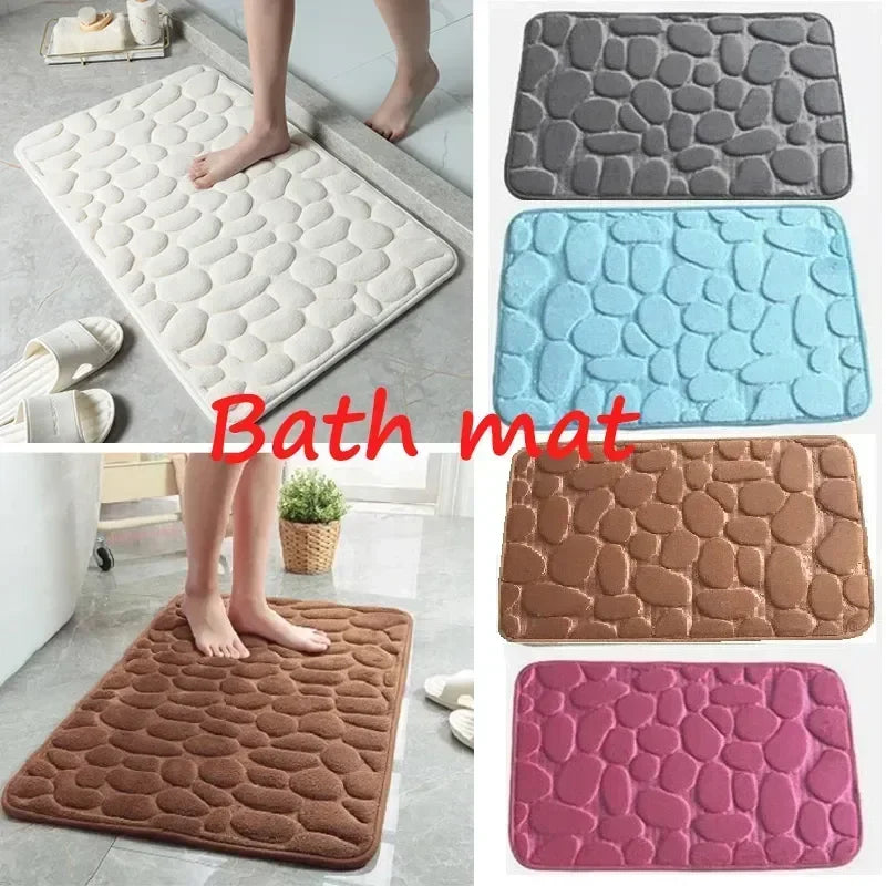 Super Absorbent Cobblestone Bath Mat – Non-Slip Bathroom Rug for Shower