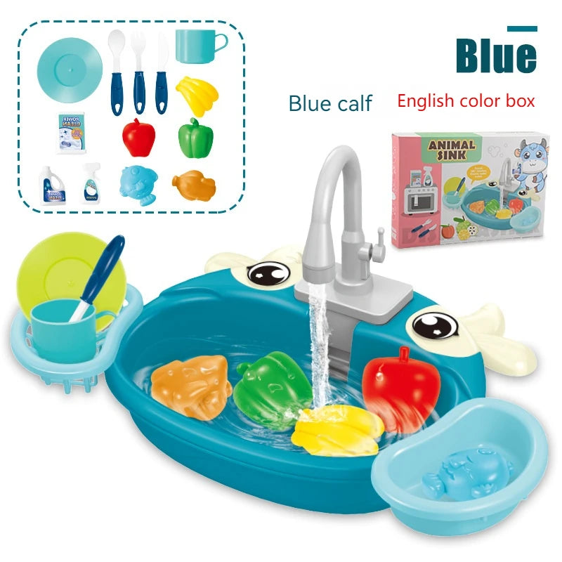 Kids Play House Kitchen Set – Electric Dishwasher & Sink with Circulating Water