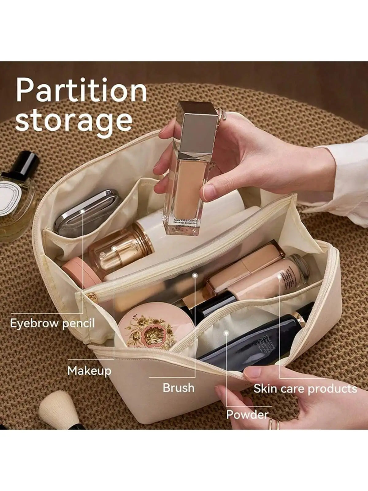 Large Capacity Cosmetic Bag – Portable Makeup Organizer (Factory Direct)