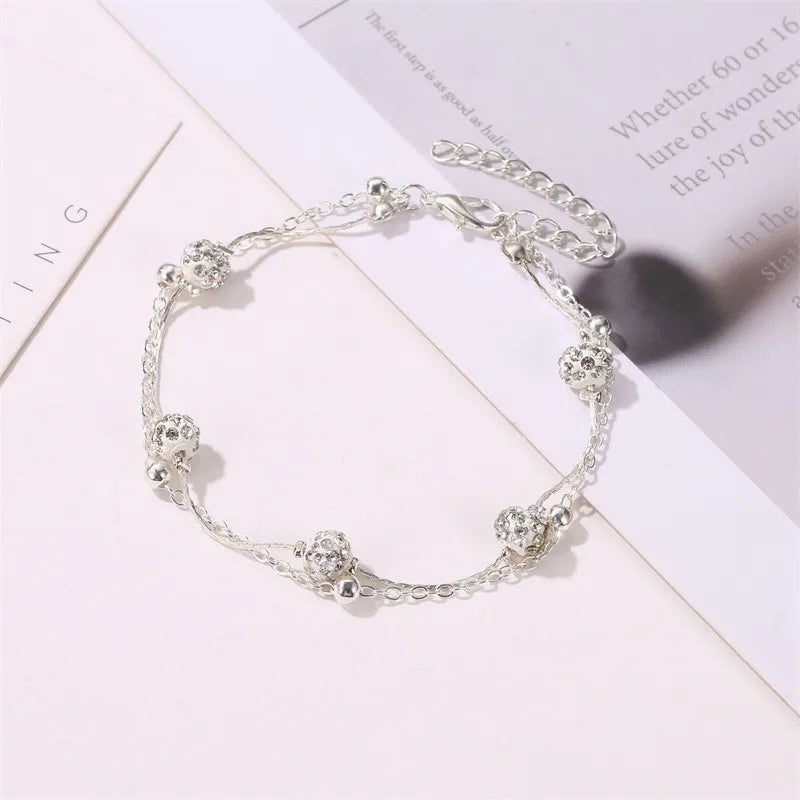 Exquisite Rhinestone Beach Anklet – Gold & Silver Foot Chain for Women