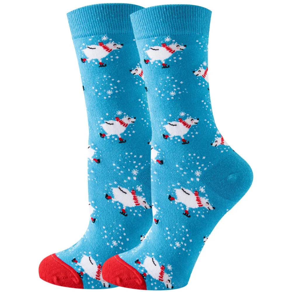 Unisex Animal & Fruit Print Socks – Hip Hop Skateboard Mid-Rise Style