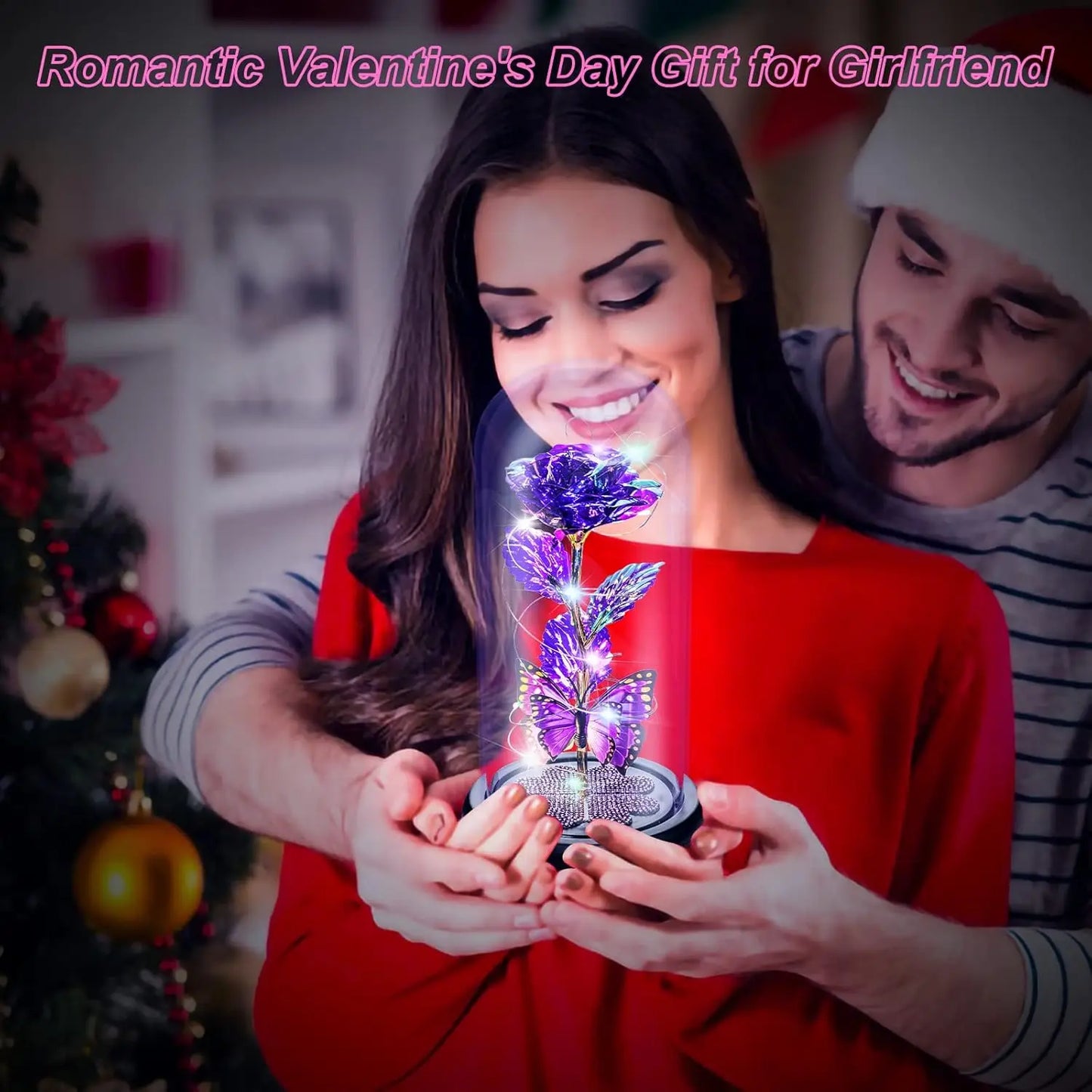 Galaxy Glass Rose with Butterfly – Eternal Light-Up Flower Gift for Mom on Mother’s Day