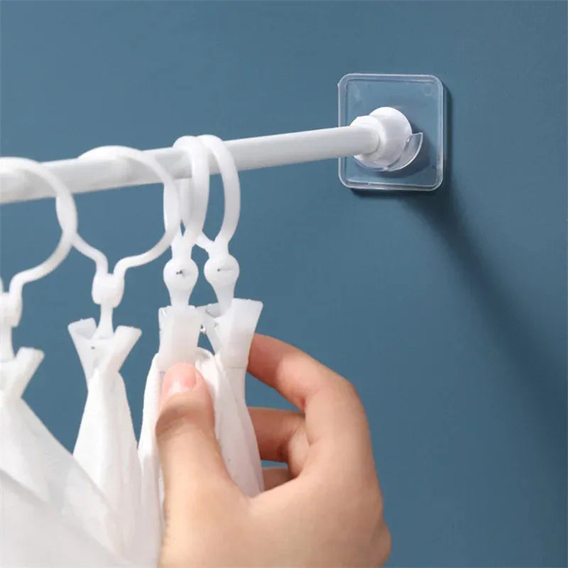 Punch-Free Telescopic Pole Hooks – Adjustable Rod Holder for Wall, Nail-Free Bracket
