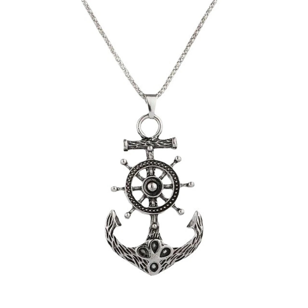 Punk Pirate Anchor Rudder Necklace – Vintage Nautical Charm