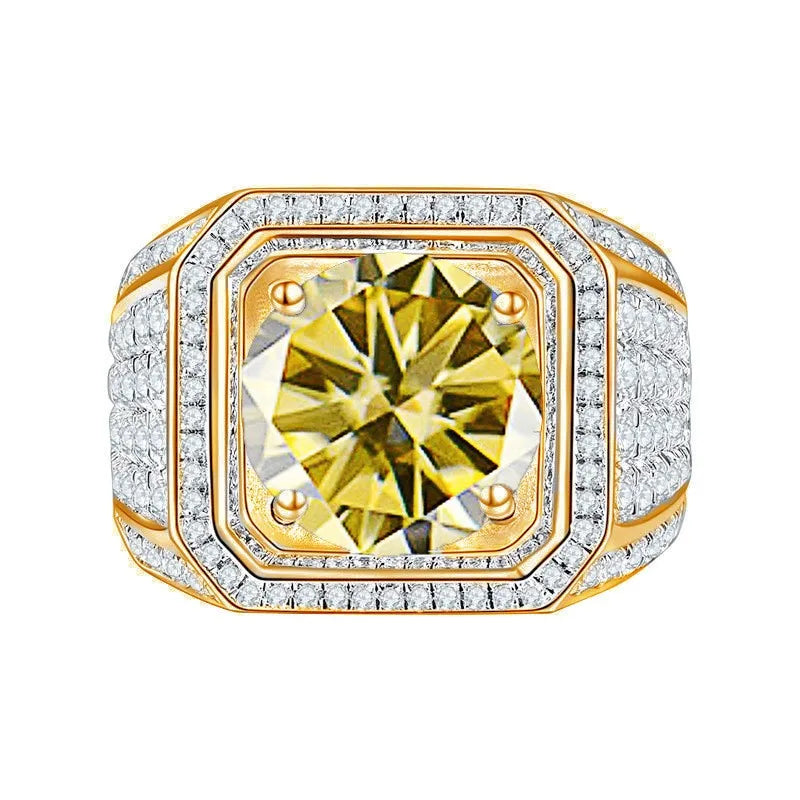 1CT Moissanite Men's Ring – 6.5mm Platinum-Plated 925 Silver with GRA Certificate