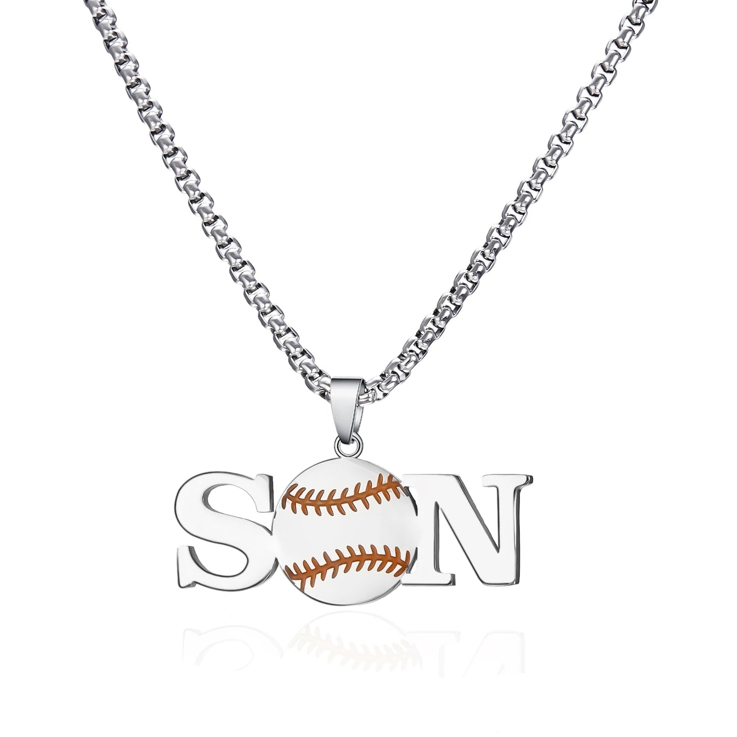 Father’s Day Sports Pendant Necklace – Stainless Steel Basketball/Soccer Charm for Men