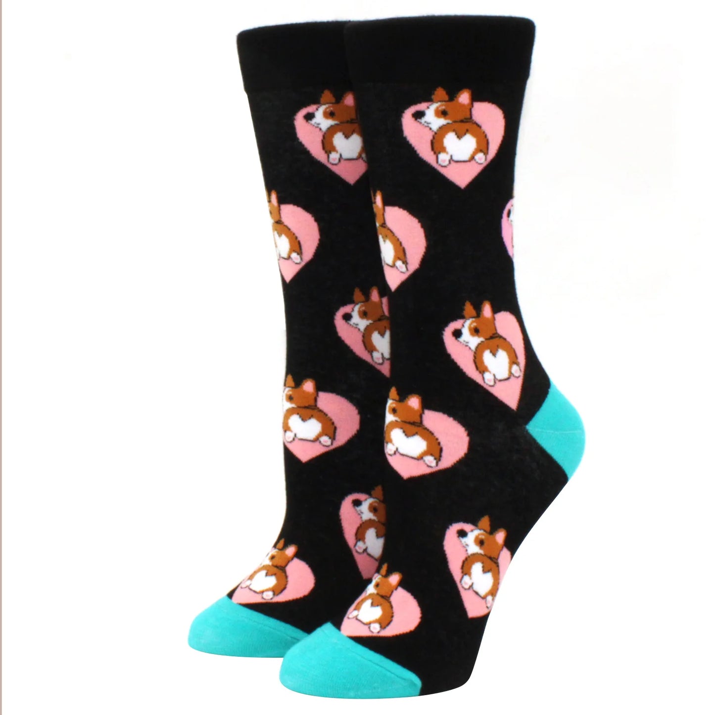 Cute Puppy Cartoon Socks – Corgi & Schnauzer Mid-Tube Unisex Breathable Comfort