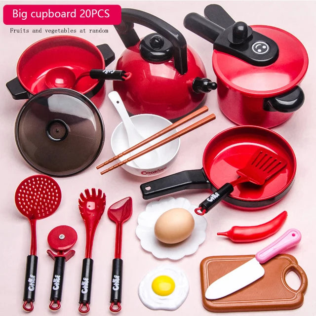Kids Kitchen Playset – Simulation Cooking Toys with Cookware & Fruit Cutting Set