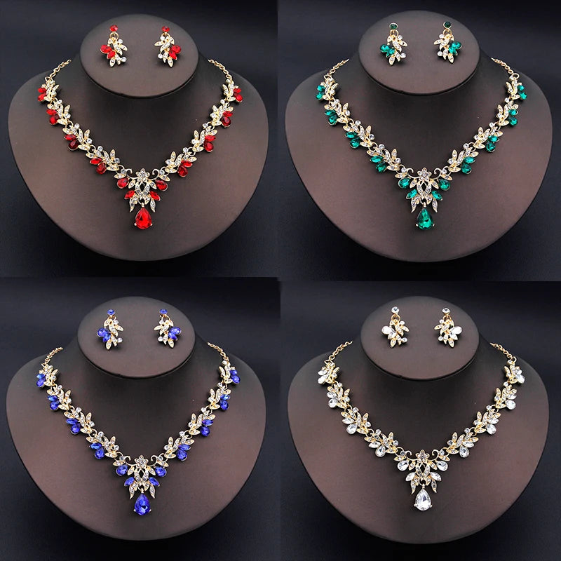 Elegant Bridal Necklace & Dangle Earrings Set – Two-Piece Wedding Jewelry