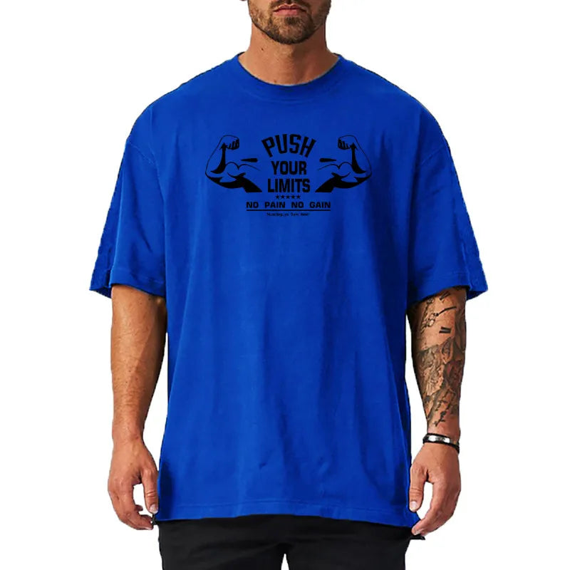 Oversized Streetwear Gym T-Shirt – Loose Fit Cotton Hip Hop Fitness Tee for Men