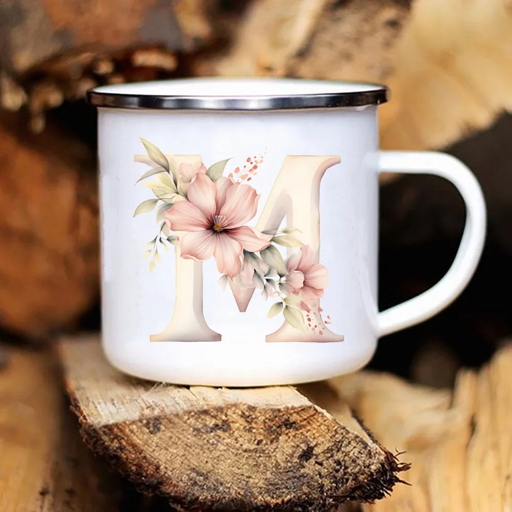 Personalized Floral Initial Mug – Monogram Coffee/Tea Gift for Weddings & Birthdays