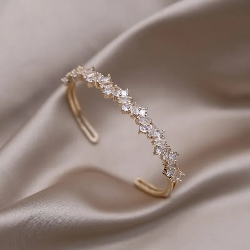 2024 French Design Two-Color Plated Zircon Letter X Bracelet – Elegant Women's Work Accessory