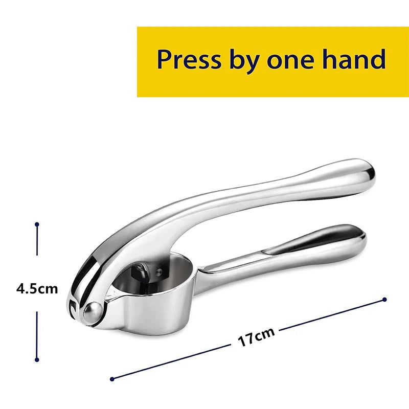 LMETJMA Stainless Steel Garlic Press – Easy-Squeeze Mincer & Crusher