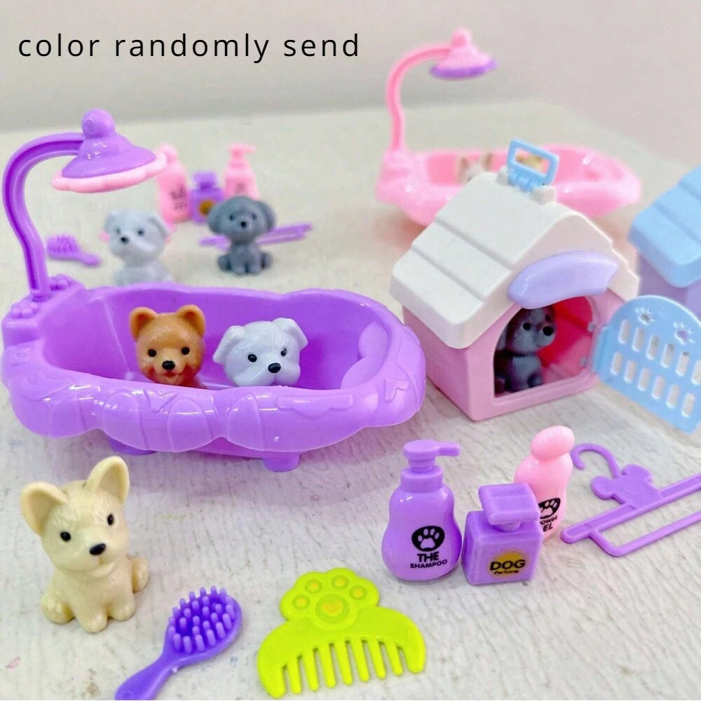Cute Dog Pet Basket Toy Set with Cage – Random Colors
