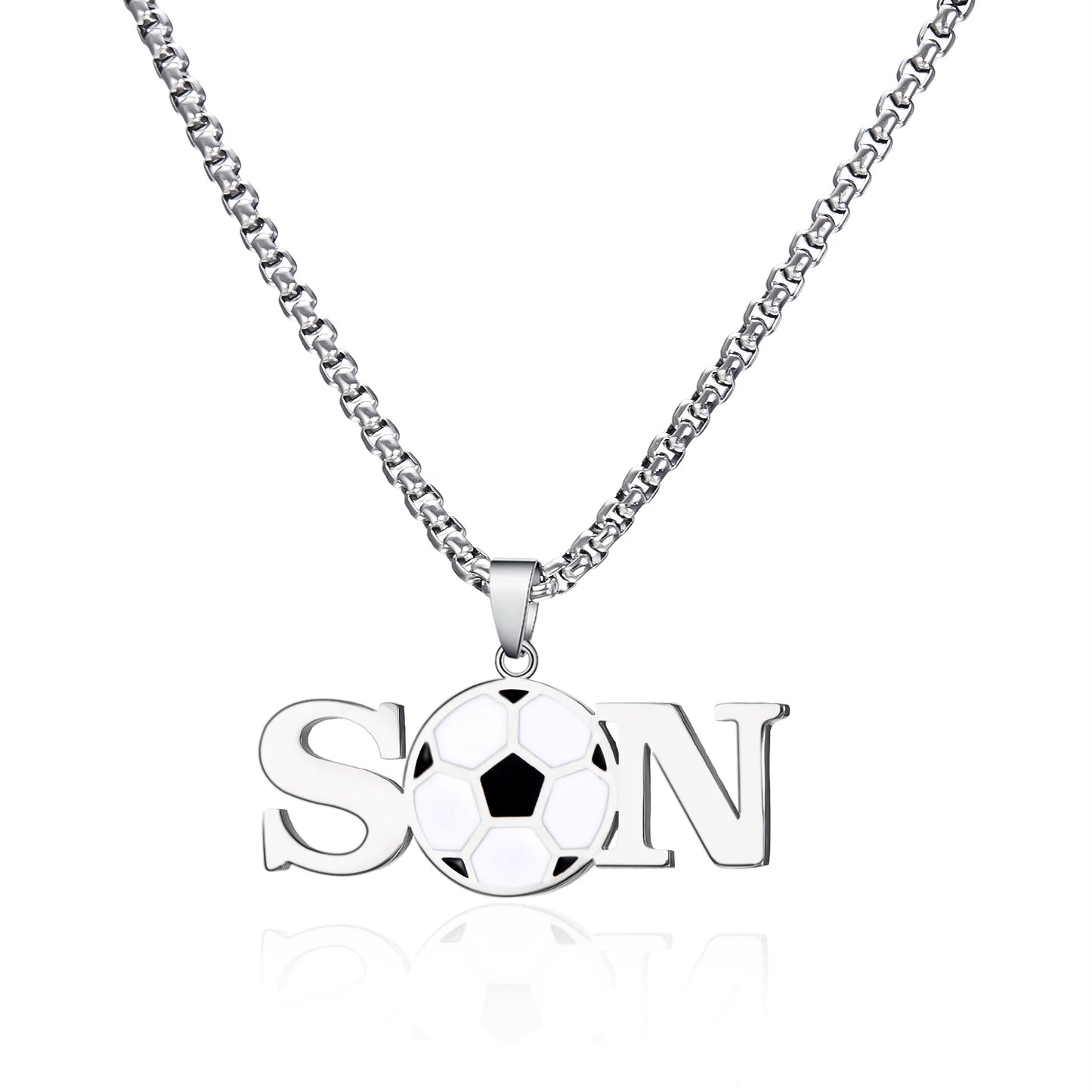 Father’s Day Sports Pendant Necklace – Stainless Steel Basketball/Soccer Charm for Men