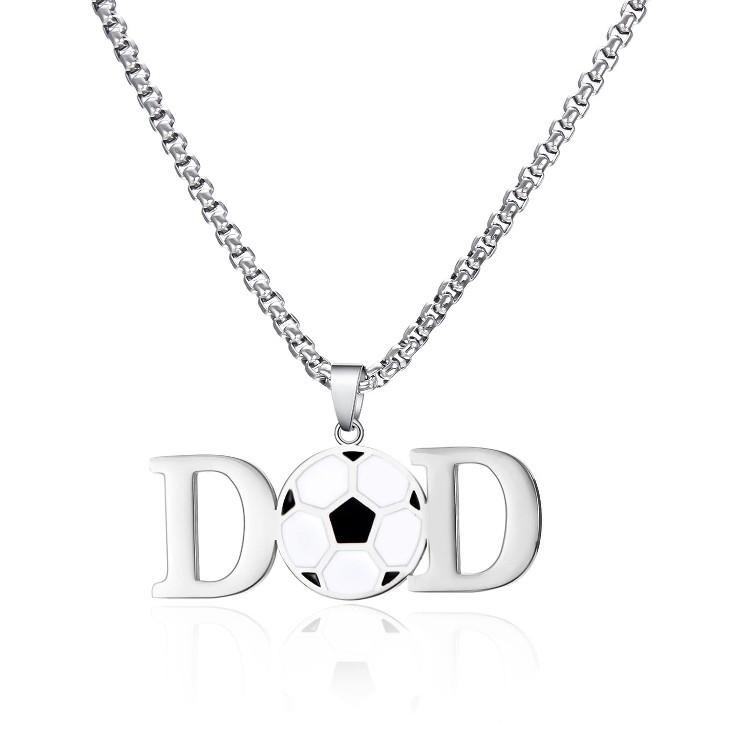Father’s Day Sports Pendant Necklace – Stainless Steel Basketball/Soccer Charm for Men