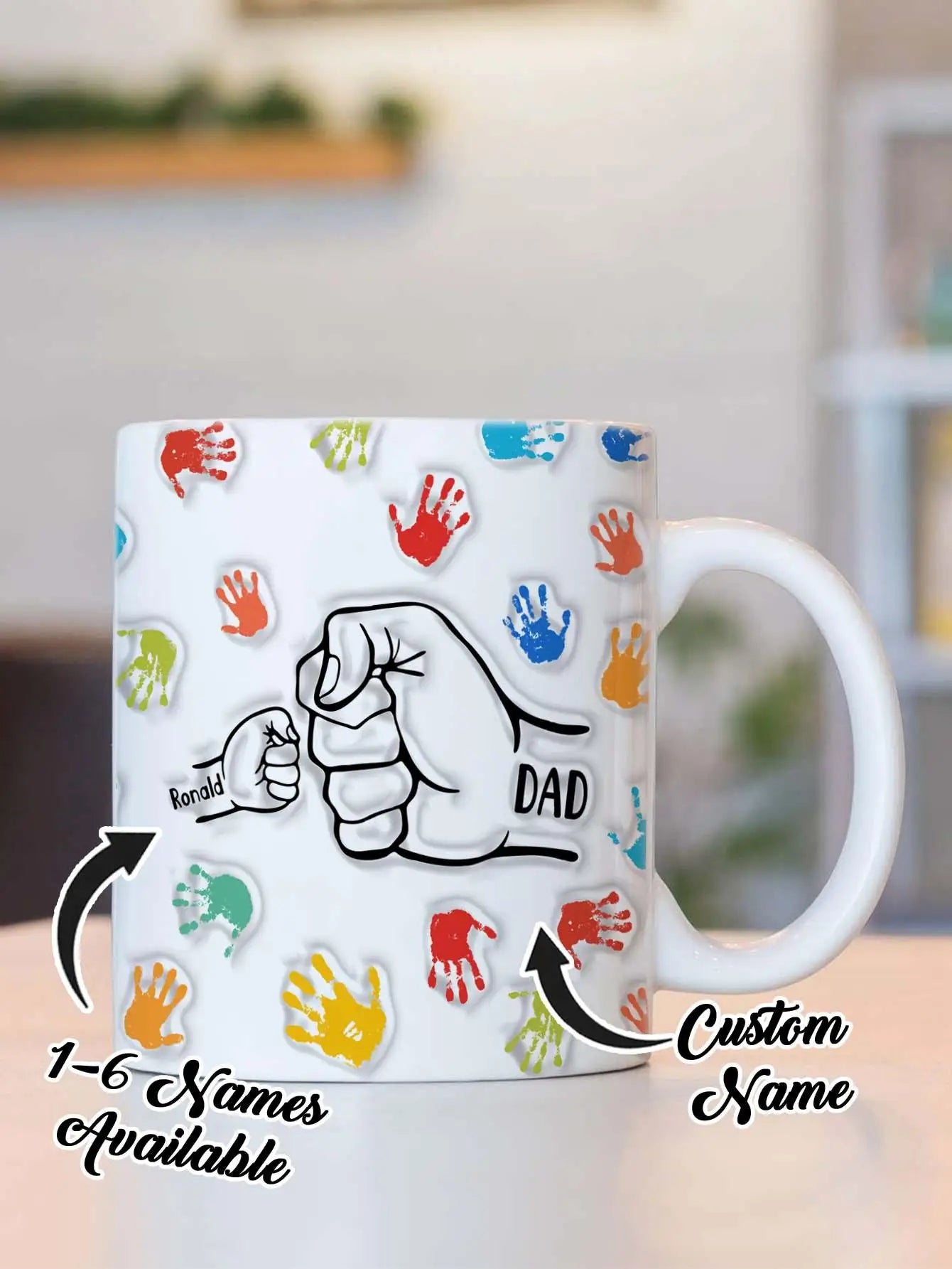 Personalized Dad Mug – Custom Name Coffee Cup with 3D Text Effect