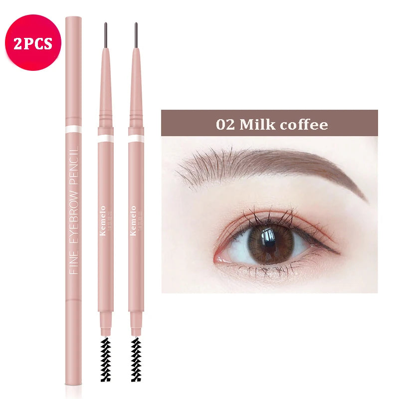 1.5mm Ultra Fine Double-Ended Waterproof Eyebrow Pencil - Long Lasting & Automatic