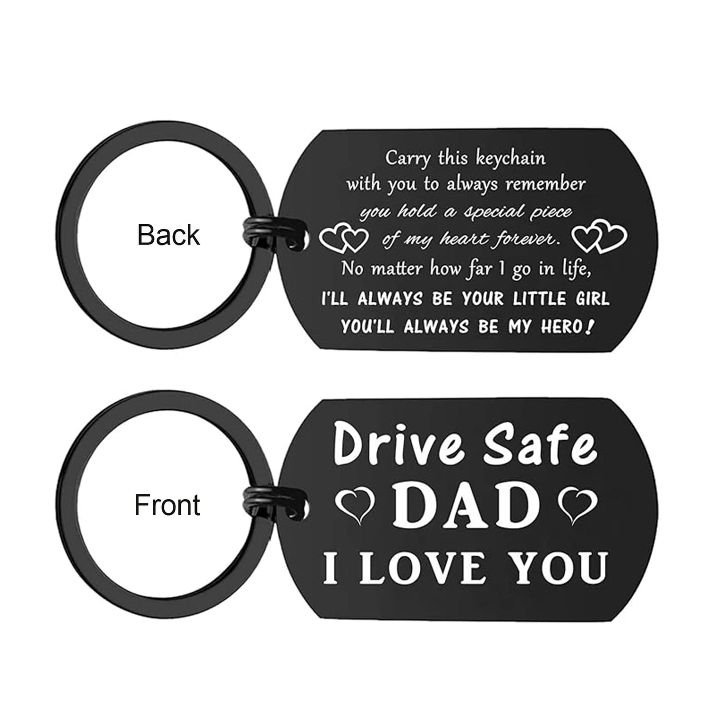 Drive Safe Dad Keychain – Love You Dad Gift from Daughter or Son