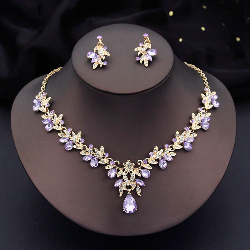 Elegant Bridal Necklace & Dangle Earrings Set – Two-Piece Wedding Jewelry