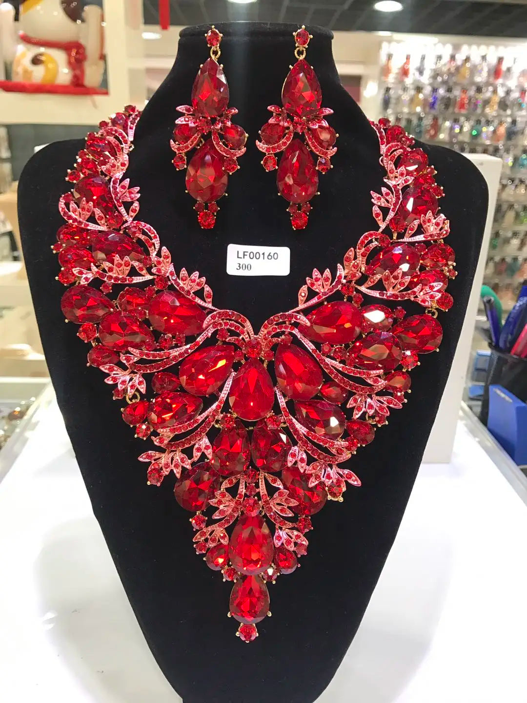 Women's Crystal Rhinestone Jewelry Set – Necklace & Earrings for Wedding