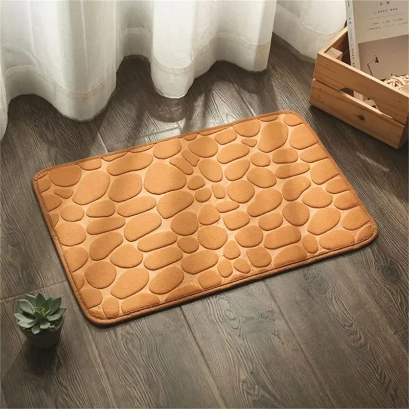 Super Absorbent Cobblestone Bath Mat – Non-Slip Bathroom Rug for Shower