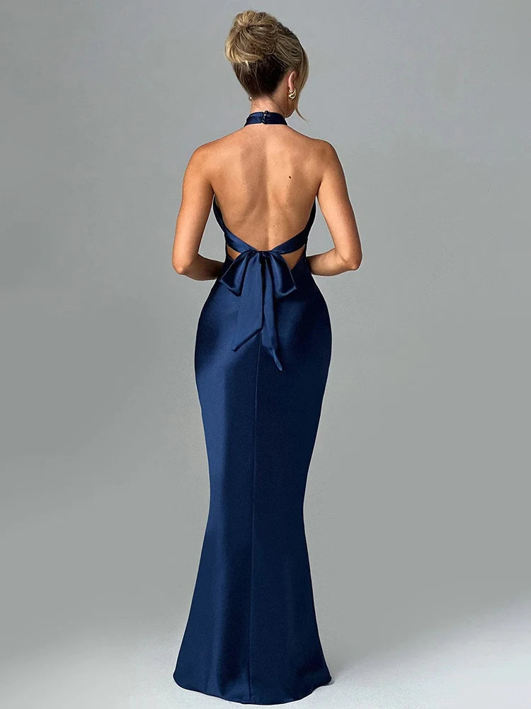 Elegant Halter Bodycon Maxi Dress – 2024 Spring/Summer Partywear