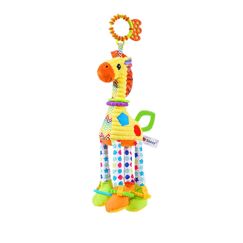 Soft Animal Handbell Rattles with Teether for Newborns