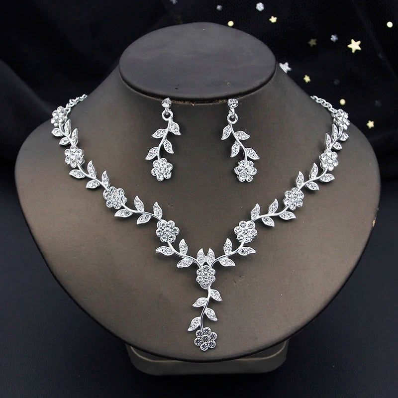 3-Piece Baroque Bridal Crown & Jewelry Set – Necklace, Earrings & Tiara for Prom