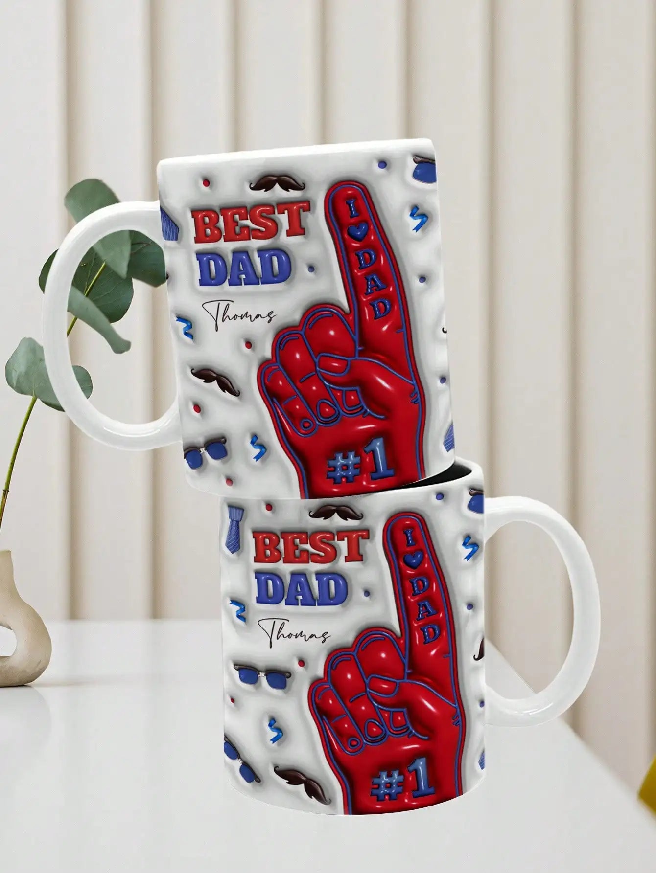 Personalized 3D Dad Mug – Custom Photo & Name Coffee Cup for Father's Day