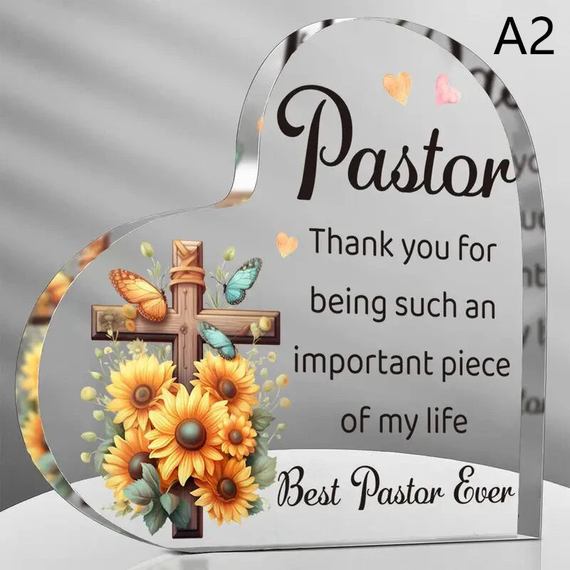 Heart Shape Acrylic Plaque for Dad Mom Birthday Father's Day Thankful Quote Blessed Wish Memorial Keepsake Gift Thank you Dad