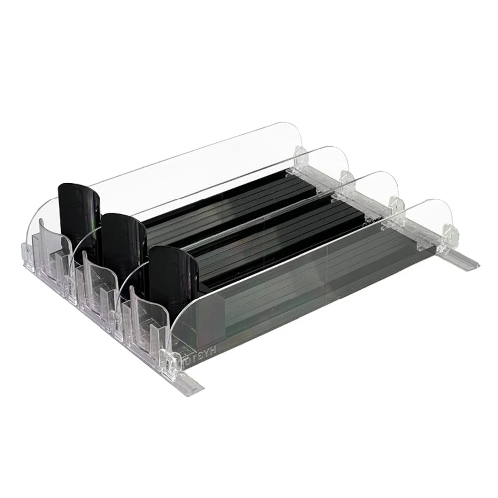 Adjustable Drink Organizer – Spring-Loaded Can & Bottle Dispenser for Fridge or Shelf