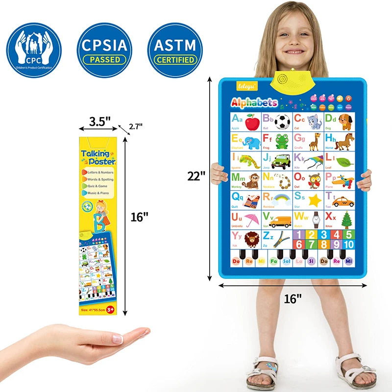 Electronic ABC Alphabet Wall Chart – Talking Music Poster for Toddler Learning